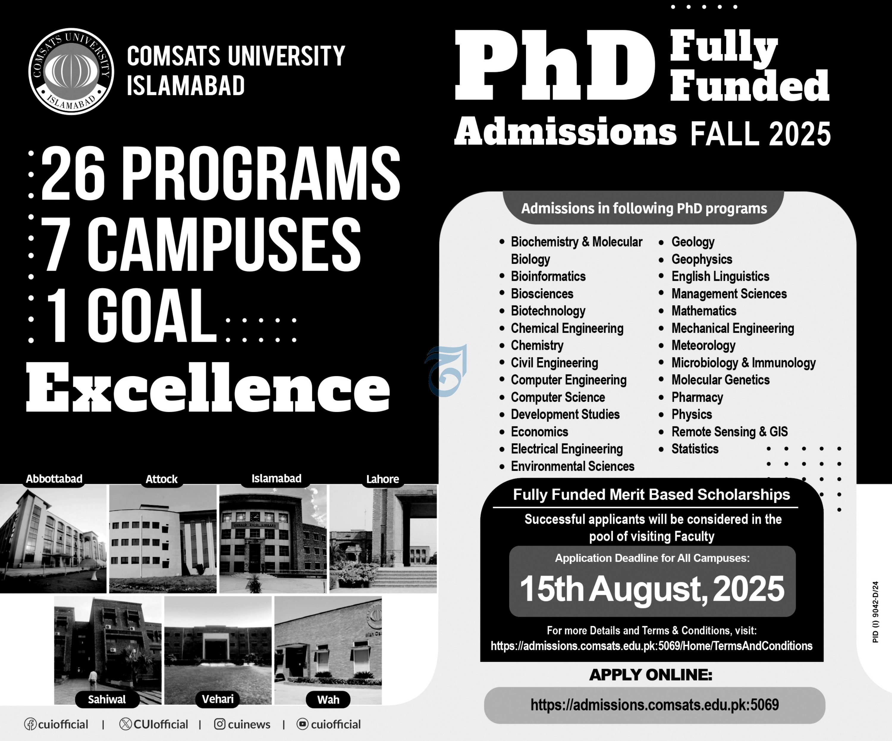 Admission Open in COMSATS University Islamabad